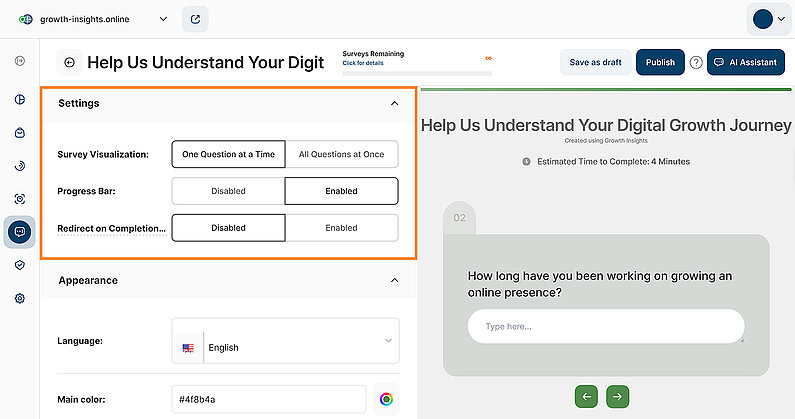 Configure the Settings for Your Survey