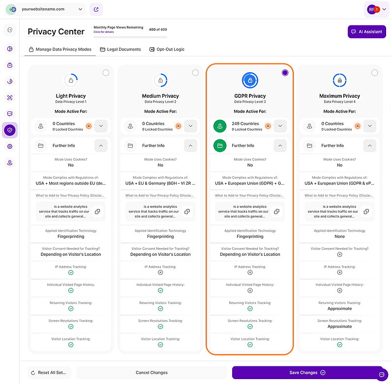 GDPR Privacy Mode