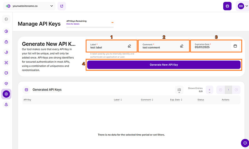 Generate New API Key