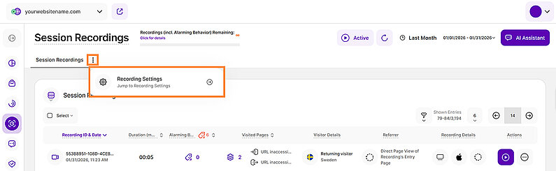 Manage Your Session Recordings Settings