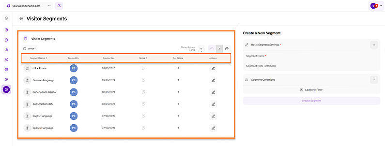 Manage Your Visitor Segments