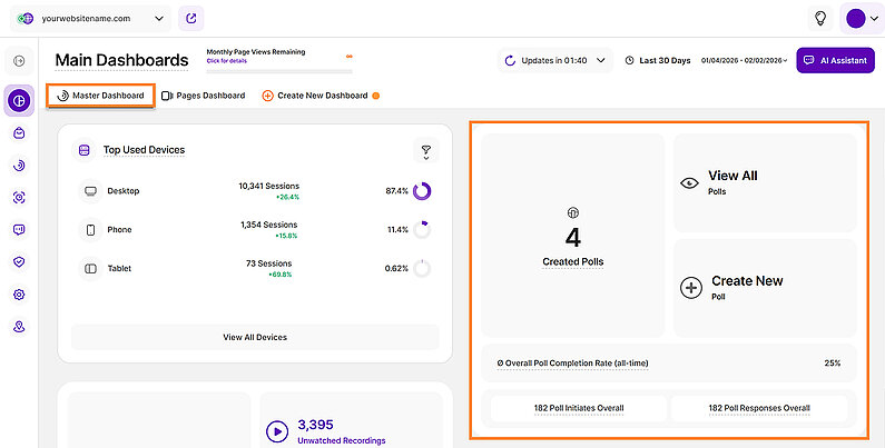 Overview of Polls in the Master Dashboard