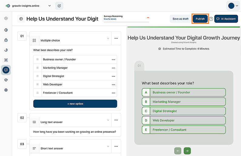 Finalize and Publish Your Survey