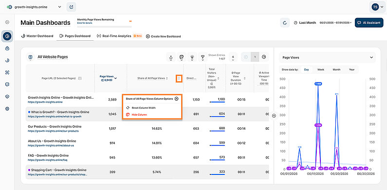 Adjust column widths to enhance data readability and user interaction.