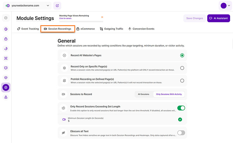 Manage Your Session Recordings Settings